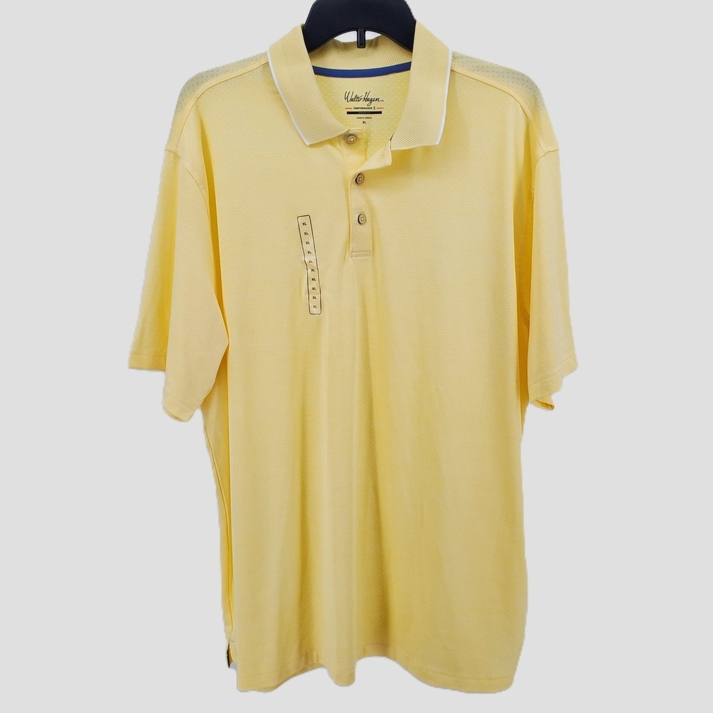 Walter Hagen‎ Mens XL Athletic Performance 11 Final Round Polo Golf Shirt Yellow